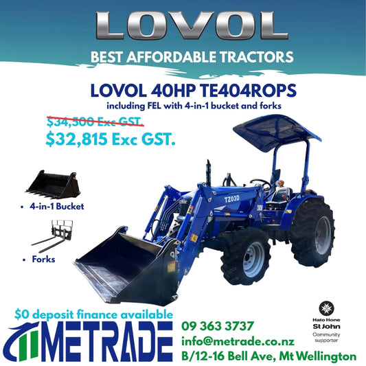 LOVOL 40HP TE404ROPS(with Canopy) Compact Tractor