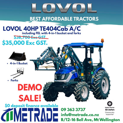 **SOLD**EX-DEMO LOVOL 40HP TE404CAB A/C Compact Tractor**SOLD**