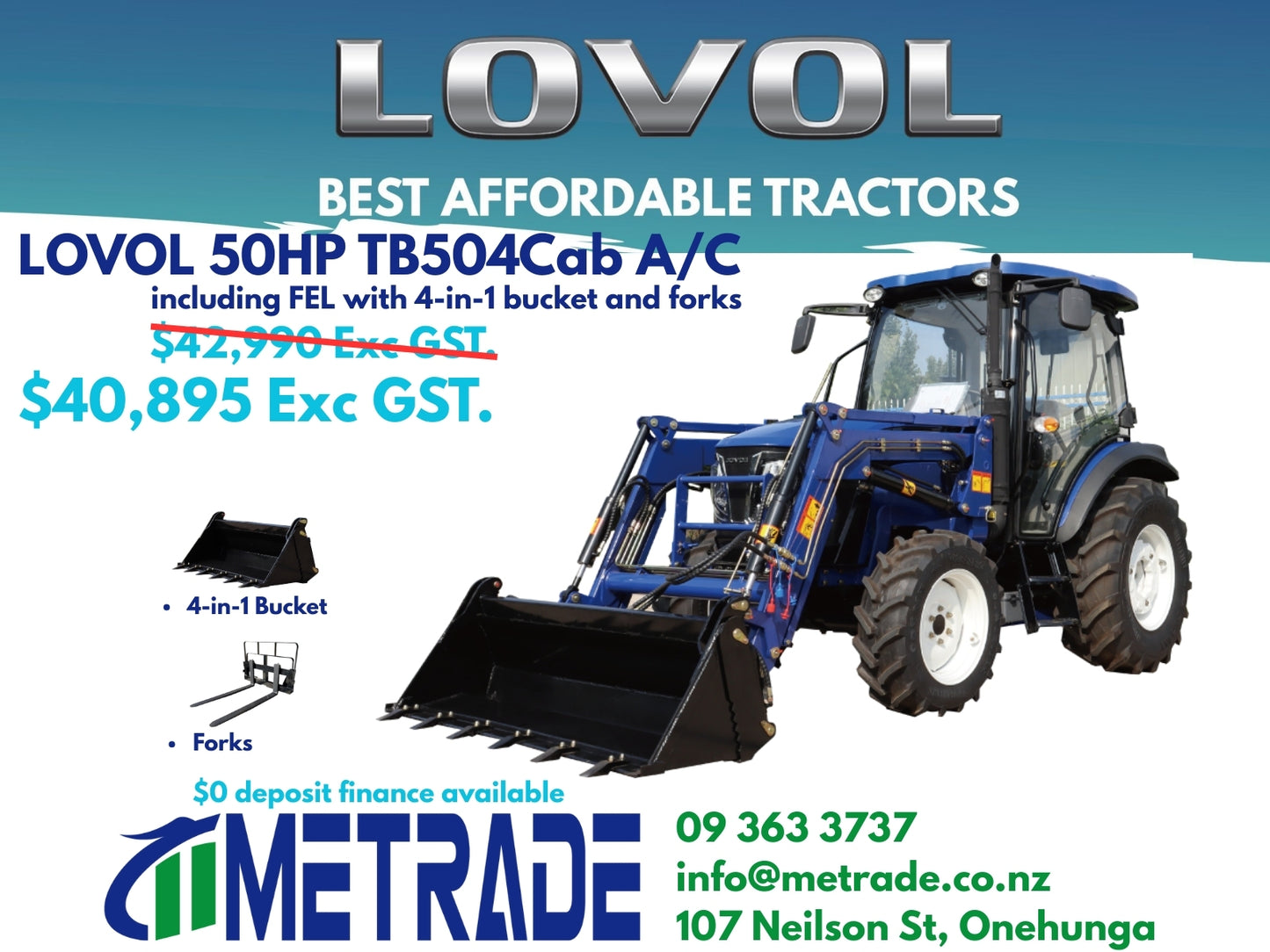 LOVOL 50HP TB504 CAB A/C premium heavy duty Tractor