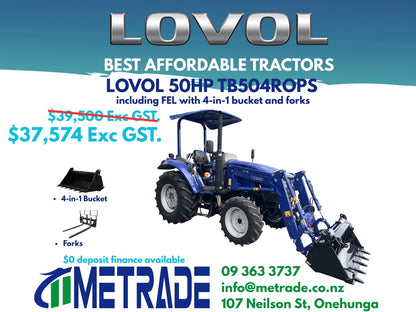 **IN TRANSIT**LOVOL 50HP TB504ROPS (with Canopy) heavy duty Tractor**IN TRANSIT**
